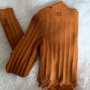 Cropped Distressed Sweater